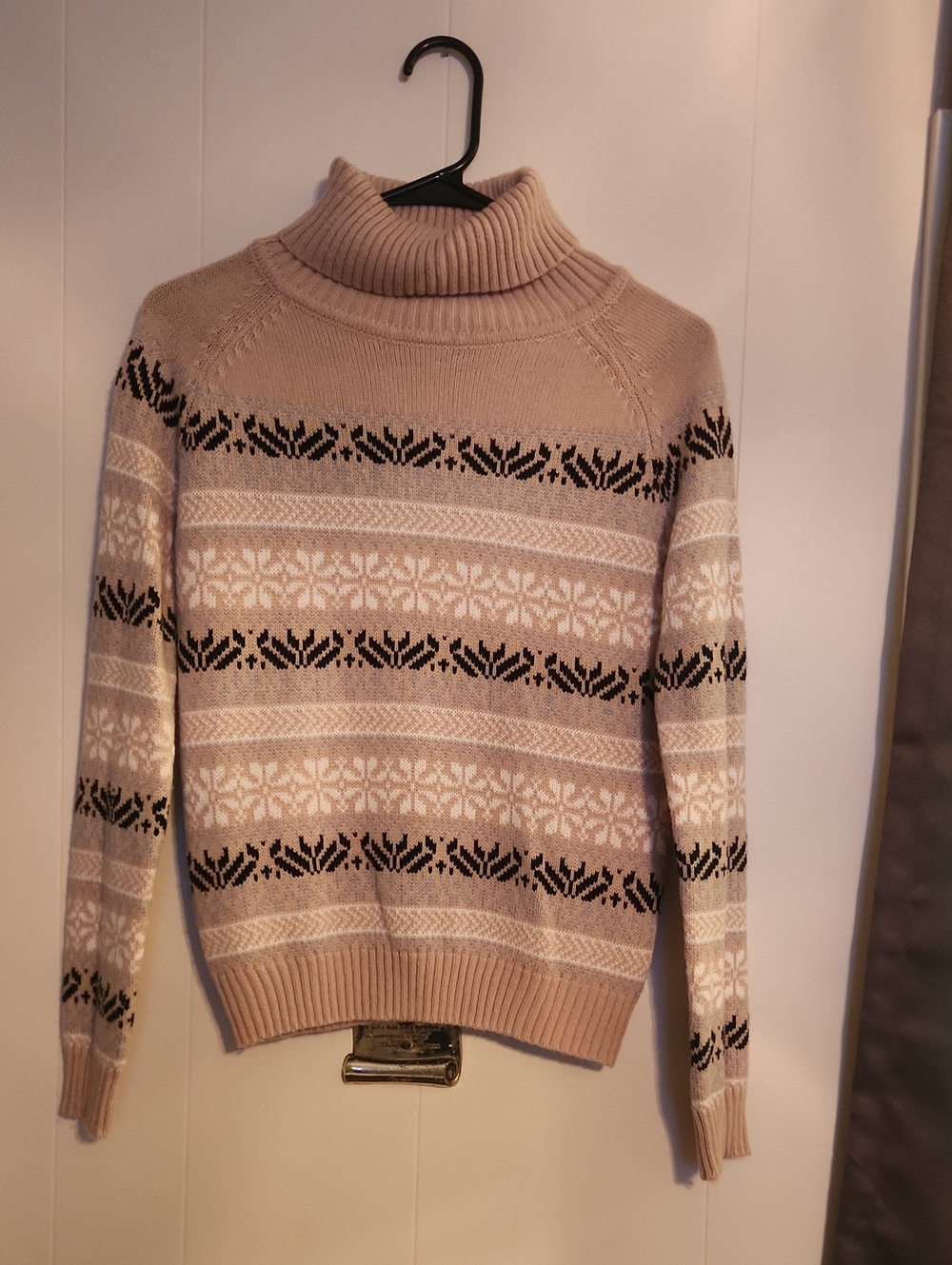 SHEIN Beige Fair Isle Turtleneck Sweater